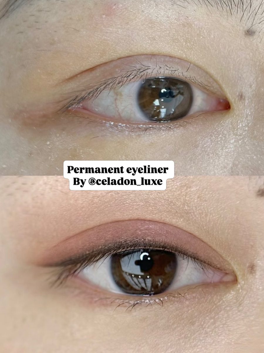 Before and after permanent eyeliner