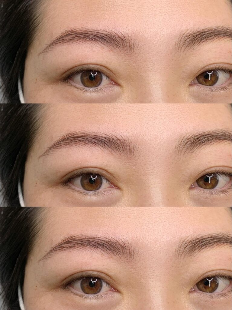 Before and after permanent brows