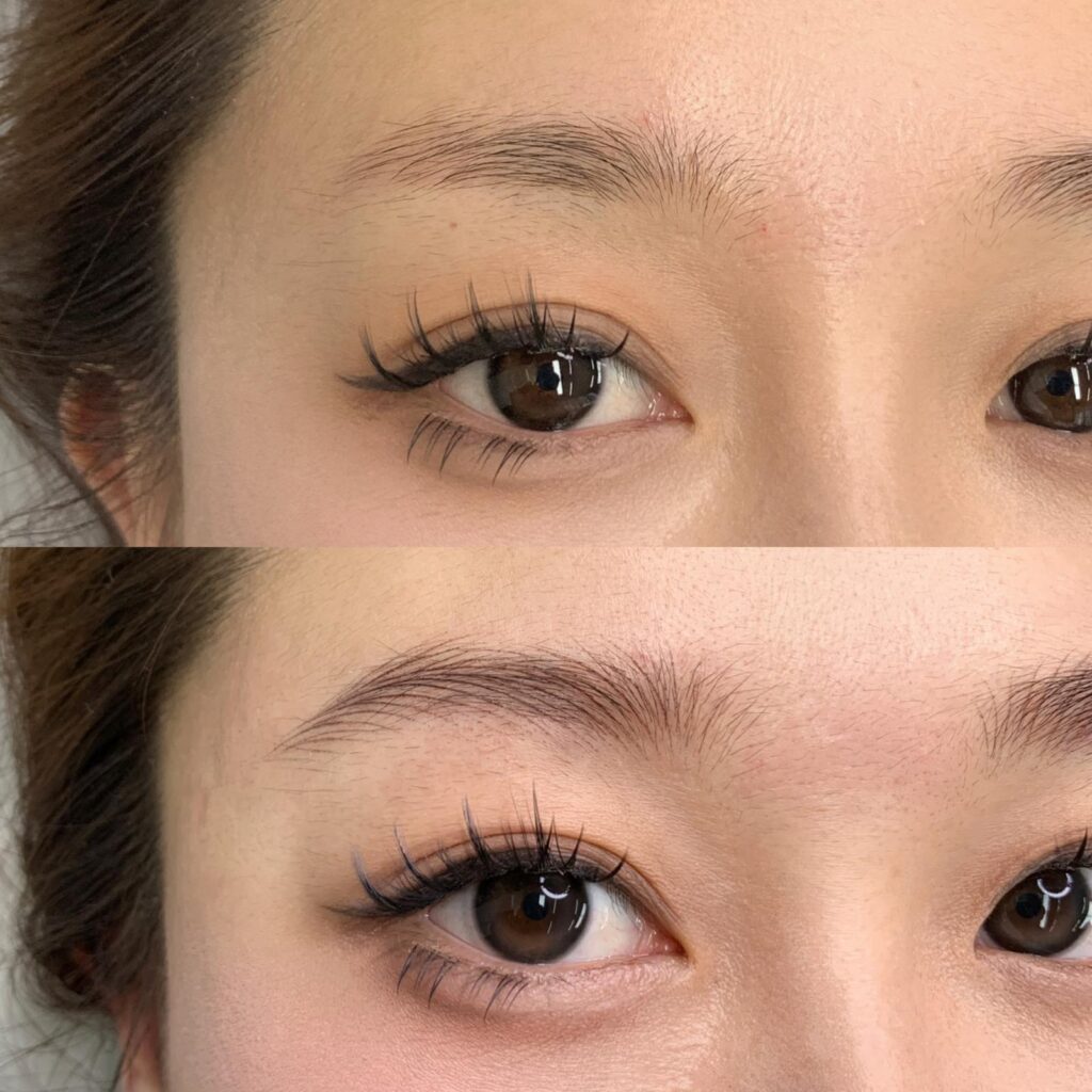Before and after permanent brows