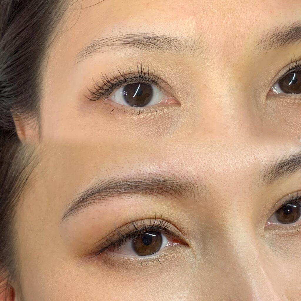 Before and after permanent brows