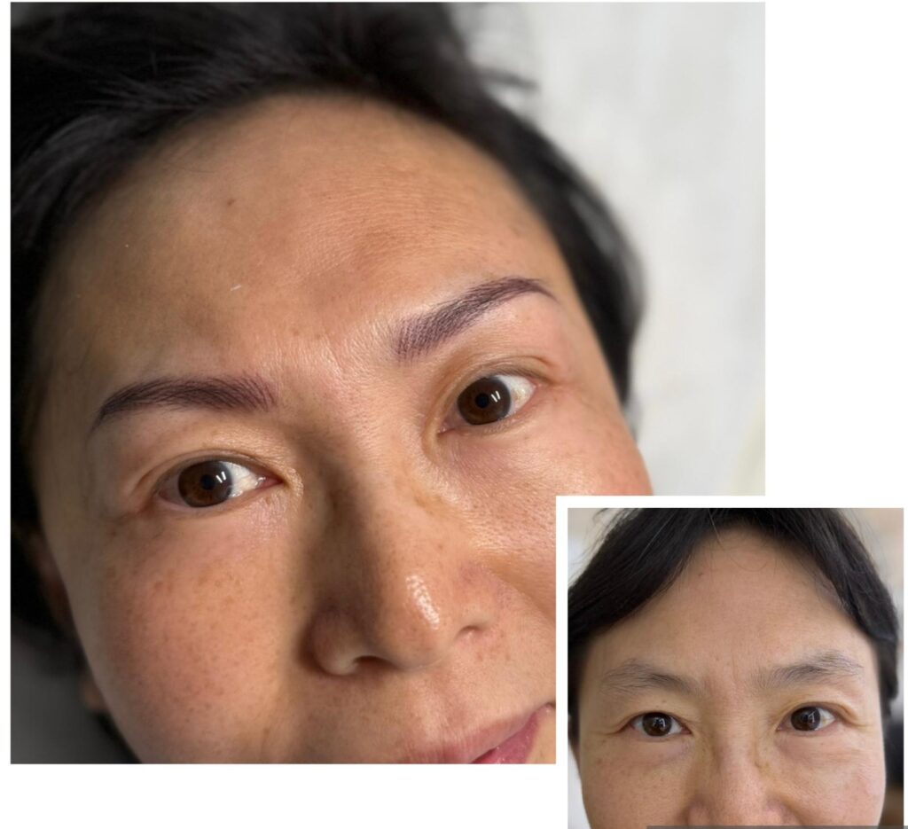 Before and after permanent brows